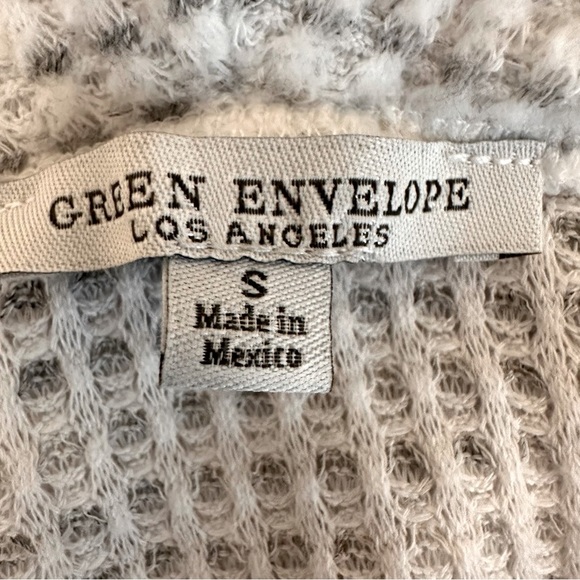 GREEN ENVELOPE Waffle Fabric Cowl Neck Long Bell Sleeves Size Small - Picture 7 of 7